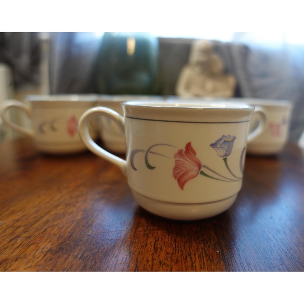 Vintage Lenox Chinastone‎ Glories on Grey pink and blue flowers coffee mug